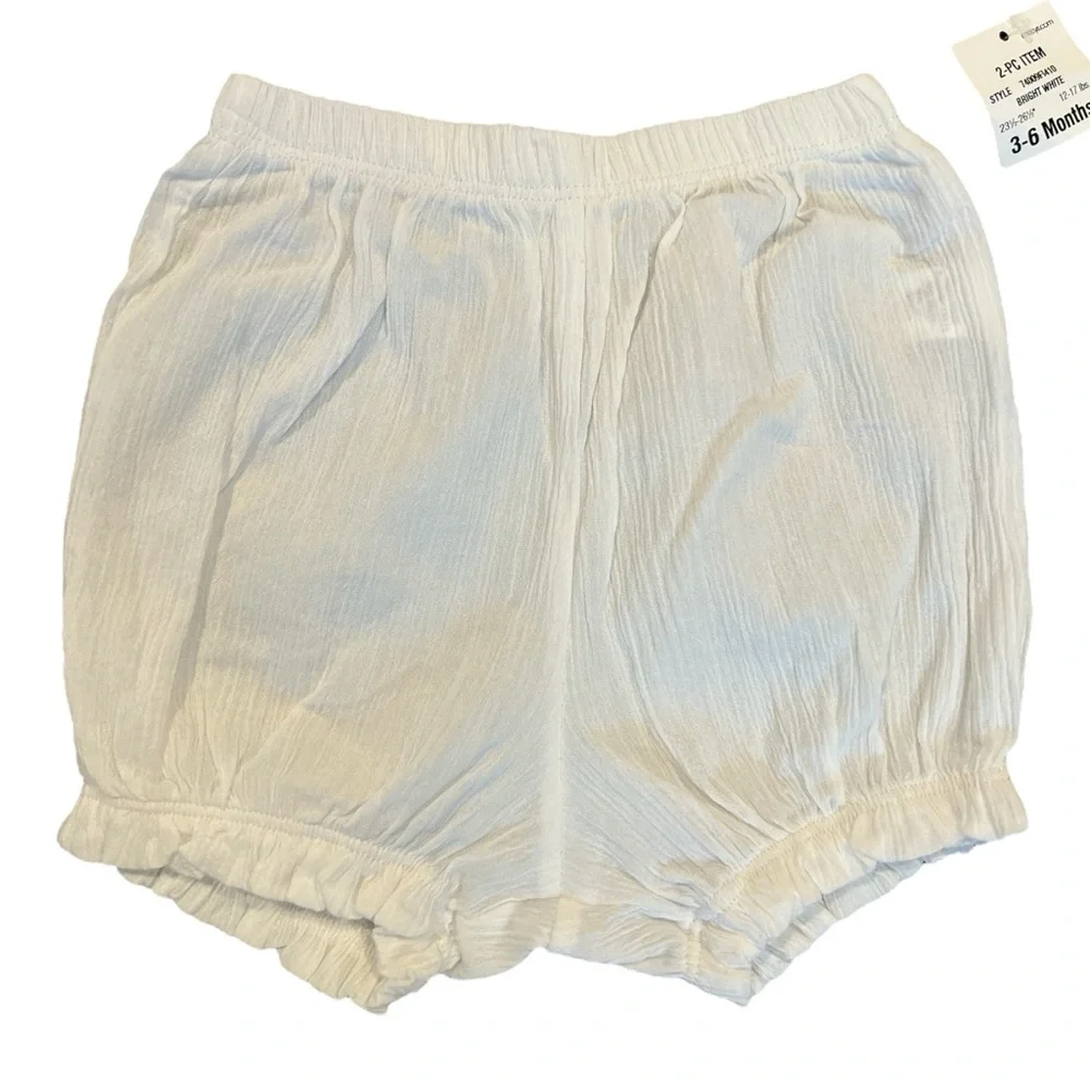 First Impressions Baby Girl’s Shirt & Short Set White & Gold Tulle Size 3-6 M‎